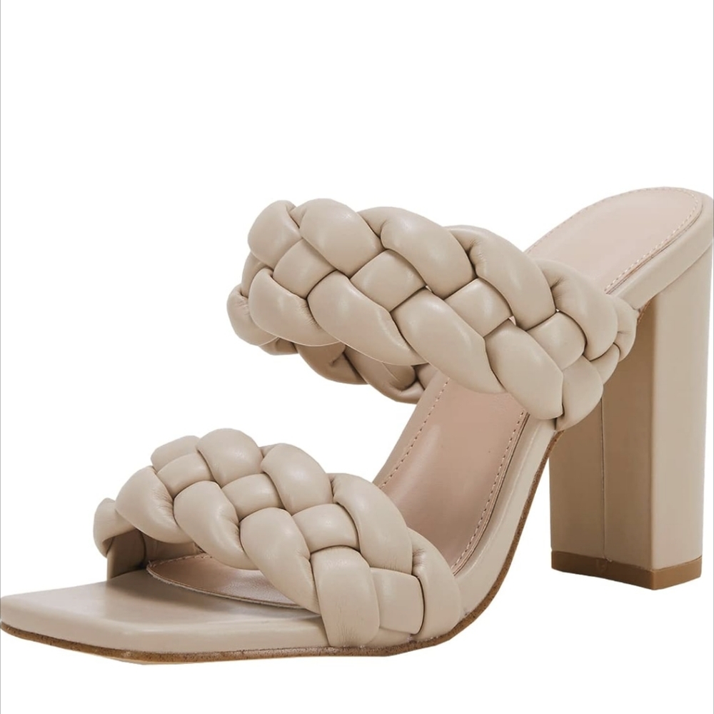 Braided heel sandals with braided straps